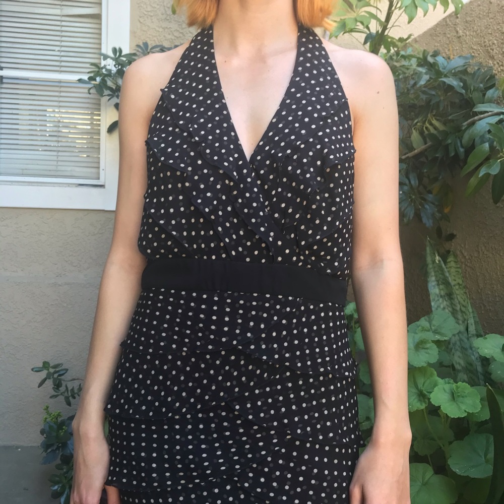 Vintage classy black/cream Tadashi silk dress